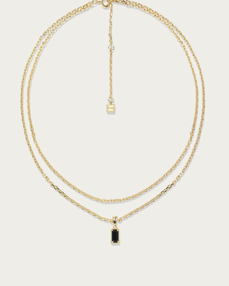 Front of a size O/S Stevie Double Chain Necklace in Gold in Gold by F+H Studios. | dia_product_style_image_id:331505